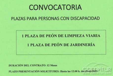 El Ayuntamiento de Azuaga convoca plazas de jardinería y limpieza para personas con discapacidad 