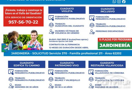 Programas de Empleo y Formación 2026: abierto el plazo para incorporarse al Valle del Guadiato